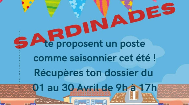 Recrutement saisonniers SARDINADES 2026